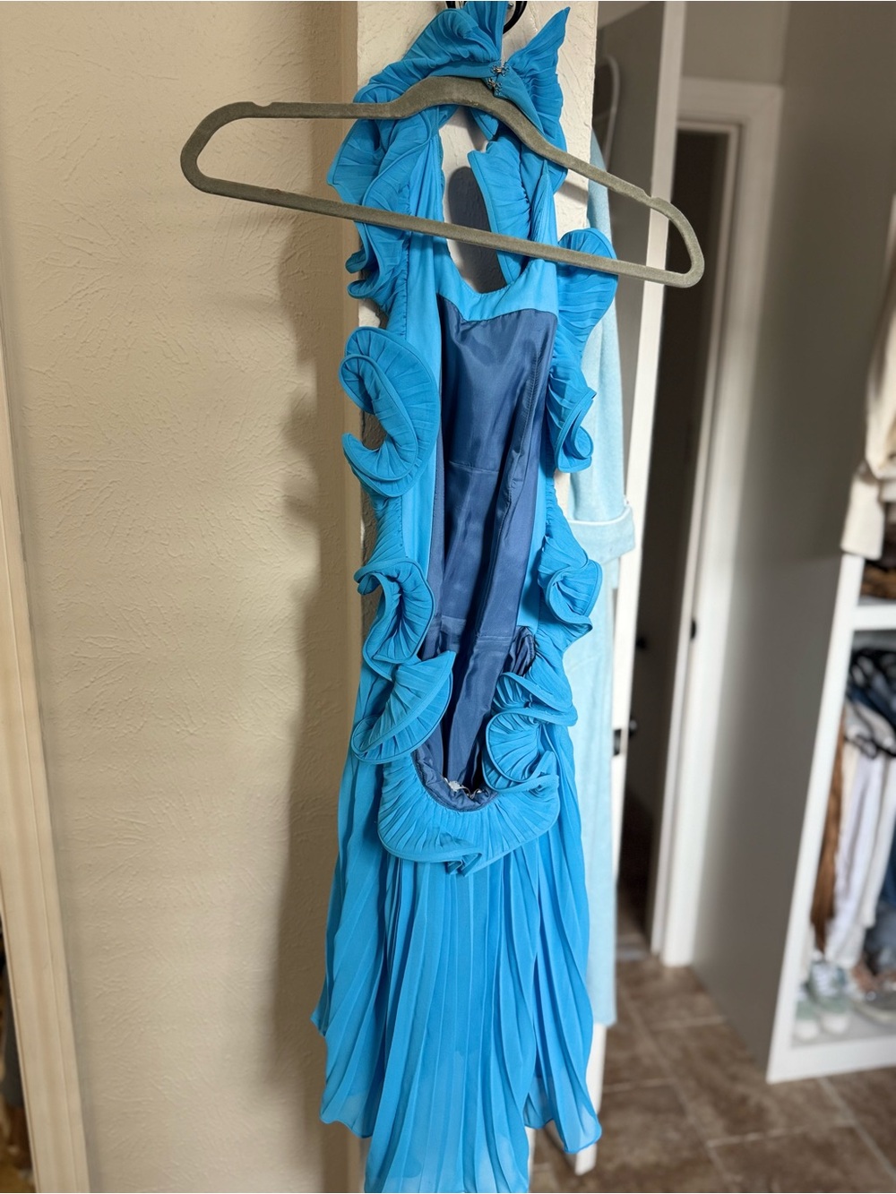 Amur Blue Ruffled Pleated Dress - Picture 2 of 3
